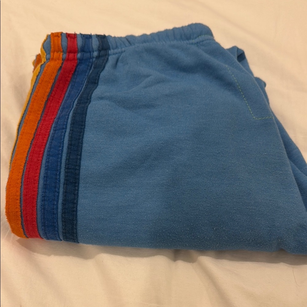 Aviator Nation Blue and Orange Sweatpants with Stripes